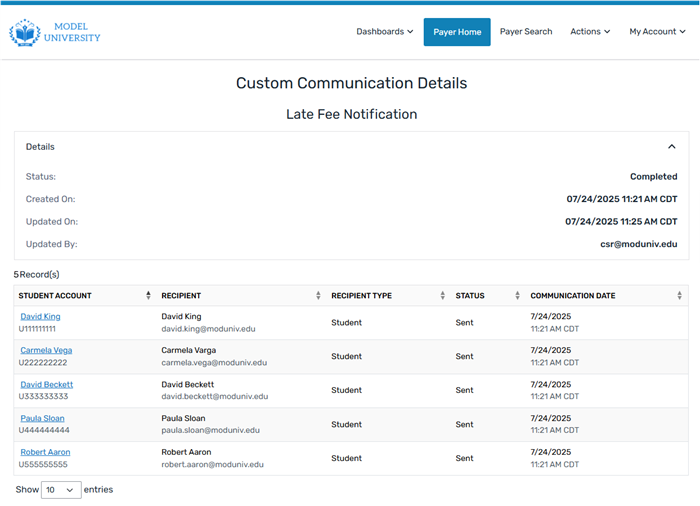 Manage Custom Communications