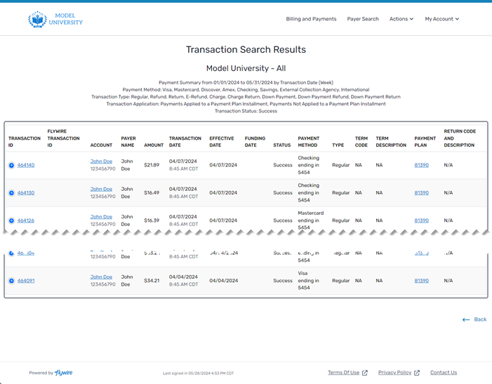 Payment Summary Report